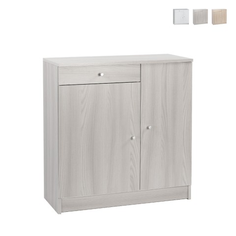 Armoire polyvalente salon bureau 2 portes 4 niches tiroir Kyn Promotion