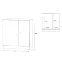 Armoire polyvalente salon bureau 2 portes 4 niches tiroir Kyn 