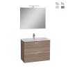 Meuble de salle de bain suspendu 80cm lavabo 2 tiroirs miroir LED Mia Promotion