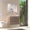 Meuble de salle de bain suspendu 80cm lavabo 2 tiroirs miroir LED Mia Offre