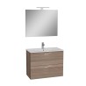 Meuble de salle de bain suspendu 80cm lavabo 2 tiroirs miroir LED Mia Réductions