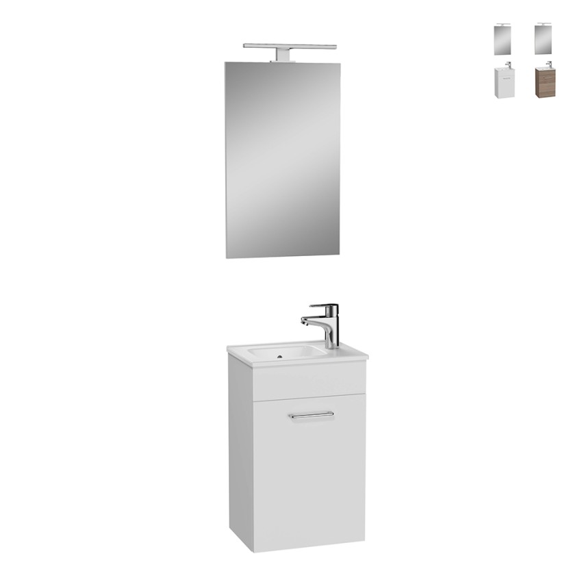 Meuble de salle de bain suspendu 40 cm compact lavabo avec porte miroir LED Mia Vente