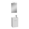 Meuble de salle de bain suspendu 40 cm compact lavabo avec porte miroir LED Mia Réductions