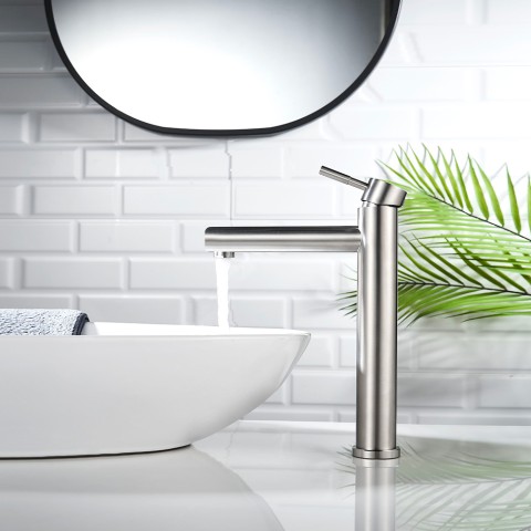 Robinet Mitigeur pour lavabo haut en acier brossé au design moderne Antea Promotion