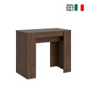 Table Console design extensible avec rallonges 90x48-308cm en bois Basic Noix Vente