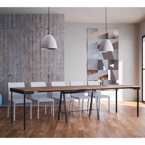 Table console extensible bois avec rallonges 90x40-300cm Banco Evolution Oak Promotion