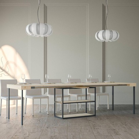 Table console en bois design extensible 90x40-290cm Camelia Nature