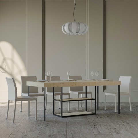 Table console en bois design extensible 90x40-290cm Camelia Premium Nature