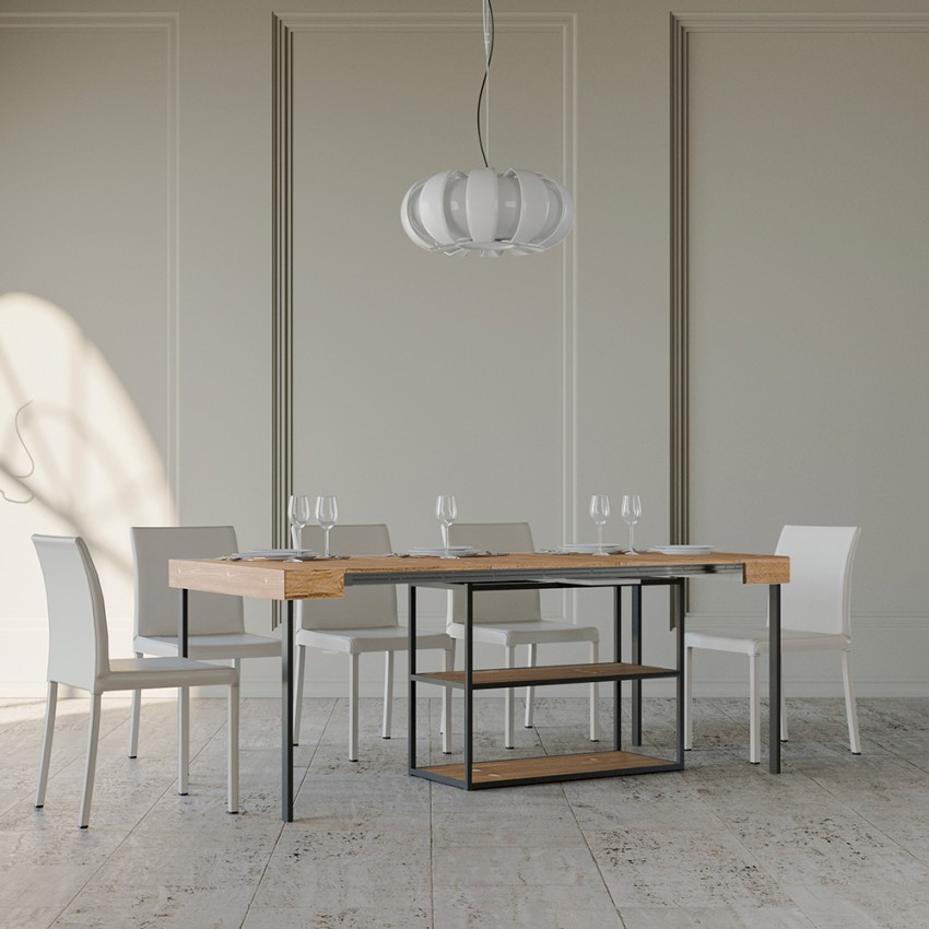 Table console extensible avec rallonges en bois 90x40-300cm Plano Fir Promotion