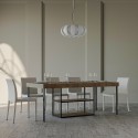 Table console extensible avec rallonges en bois couleur noyer 90x40-300cm Plano Premium Noix Remises