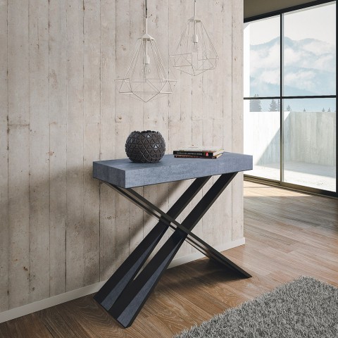Console extensible 90x40-196cm table salon grise Diago Small Concrete Promotion