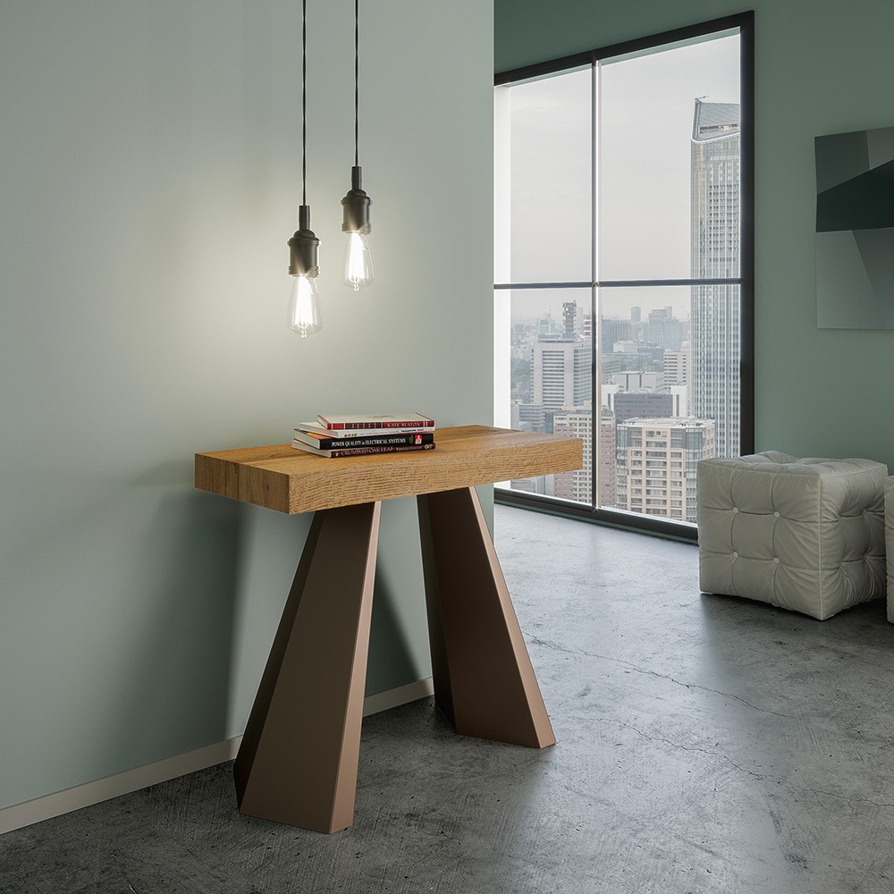 Console extensible en bois 90x40-300cm table moderne Diamante Oak