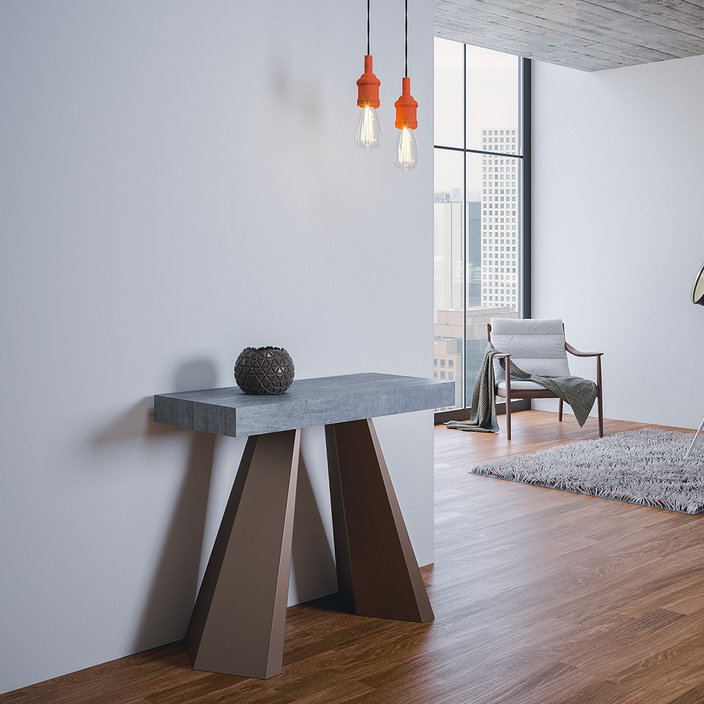 Console extensible 90×40-300 cm table grise Diamante Premium Concrete