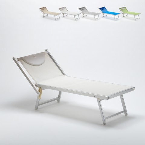 Bain de soleil transat de plage chaise longue en textilène aluminium Italia Sun