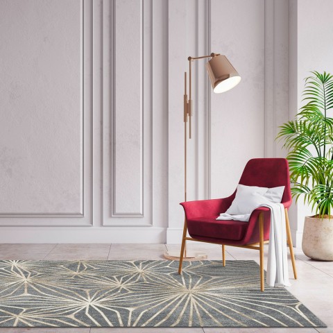 Tapis de salon rectangulaire Design en relief Opera Spider Grey Promotion