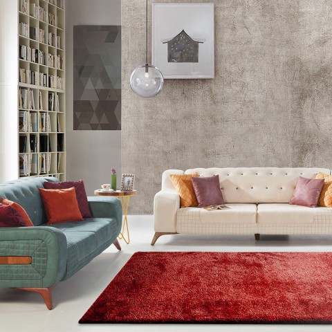 Tapis rectangulaire design moderne de couleur unie pour le salon Trend Red Promotion