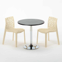 Table Ronde Noire 70x70cm Avec 2 Chaises Colorées Grand Soleil Set Intérieur Bar Café Gruvyer Cosmopolitan 