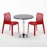 Table Ronde Noire 70x70cm Avec 2 Chaises Colorées Grand Soleil Set Intérieur Bar Café Gruvyer Cosmopolitan 