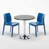 Table Ronde Noire 70x70cm Avec 2 Chaises Colorées Grand Soleil Set Intérieur Bar Café Ice Cosmopolitan 