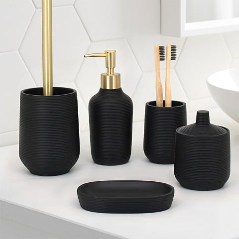 Ensemble d'accessoires de salle de bain noir porte-savon brosses à dents brosse de toilette Ebony