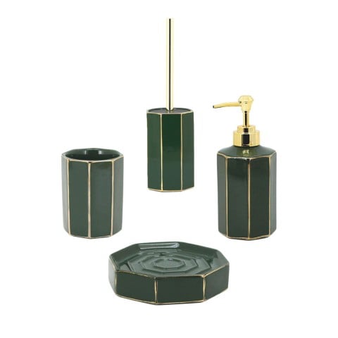 Ensemble d'accessoires de salle de bain, porte-brosse à dents, distributeur de savon, brosse de toilette Emerald