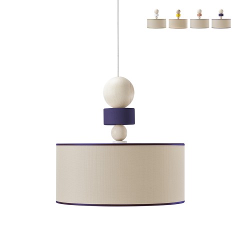 Lampe Suspendue design en bois et tissu Spiedino 40D