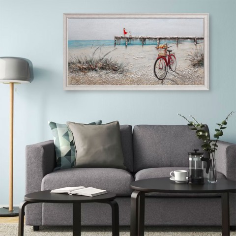 Tableau Moderne Peinture toile jetée de plage peint à la main sur toile cadre 60 × 120 cm W628