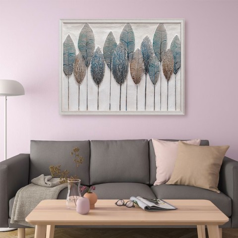 Tableau moderne plume peint à la main sur toile cadre 90 × 120 cm W732 Promotion