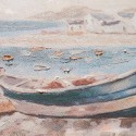 Tableau moderne Bateaux au bord de l'eau peint à la main sur toile avec cadre 30 × 90 cm Z506H Choix