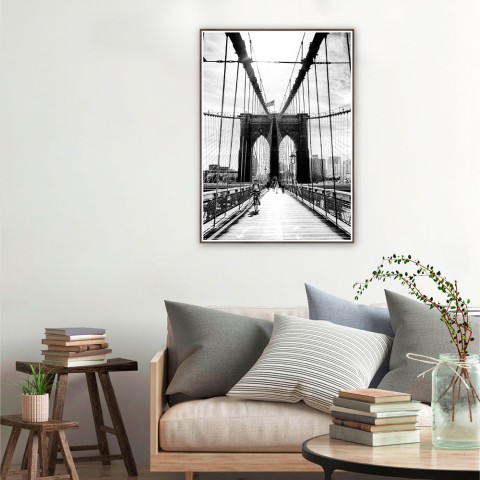 Tableau décoratif moderne photographique pont noir et blanc cadre 50 × 70 cm Unika 0030