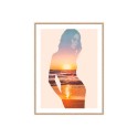 Tableau décoratif moderne photographique femme plage coucher de soleil cadre 30 × 40 cm Unika 0044 Vente