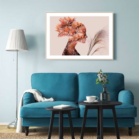Tableau décoratif moderne photographique automne femme cadre 70 × 100 cm Unika 0047