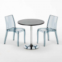 Table Ronde Noire 70x70cm Avec 2 Chaises Colorées Et Transparentes Set Intérieur Bar Café Cristal Light Gold Choix