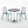 Table Ronde Noire 70x70cm Avec 2 Chaises Colorées Et Transparentes Set Intérieur Bar Café Cristal Light Gold Choix