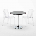 Table Ronde Noire 70x70cm Avec 2 Chaises Colorées Et Transparentes Set Intérieur Bar Café Dune Gold Réductions