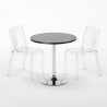 Table Ronde Noire 70x70cm Avec 2 Chaises Colorées Et Transparentes Set Intérieur Bar Café Dune Gold Réductions