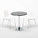 Table Ronde Noire 70x70cm Avec 2 Chaises Colorées Et Transparentes Set Intérieur Bar Café Lollipop Gold Choix