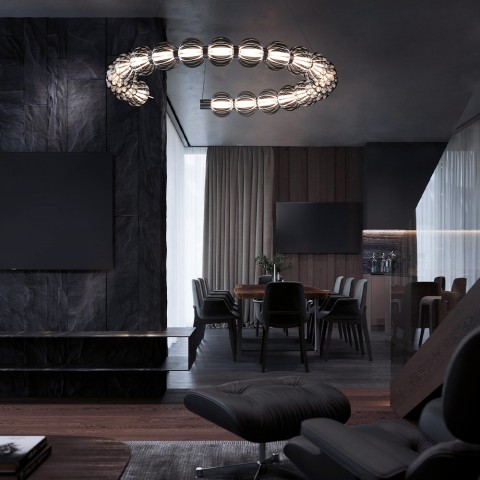 Lampe pendante LED à sphères en verre au design moderne Amulet Maytoni Promotion