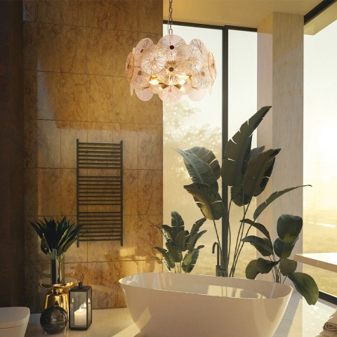 Suspension plafond moderne métal doré disques verre Aster Maytoni Promotion