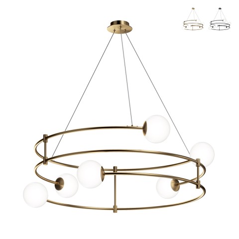 Suspension moderne 6 sphères en verre anneaux spirale Balance Maytoni Promotion