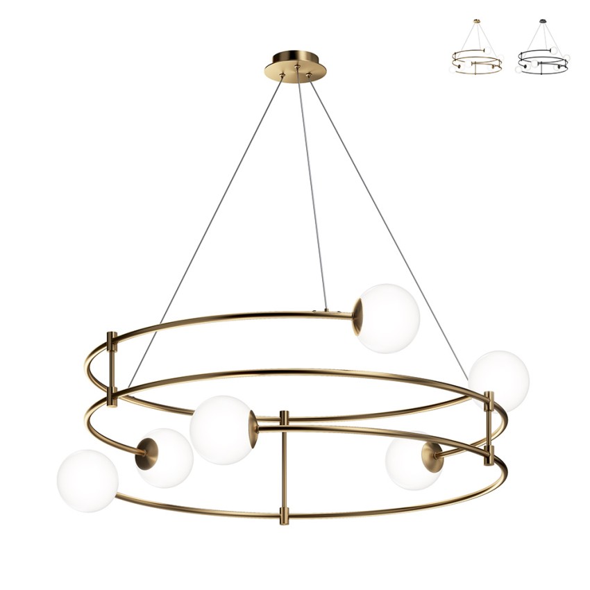Suspension moderne 6 sphères en verre anneaux spirale Balance Maytoni Promotion