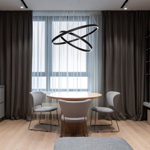 Plafonnier noir moderne réglable 2 anneaux LED Rim Maytoni Promotion