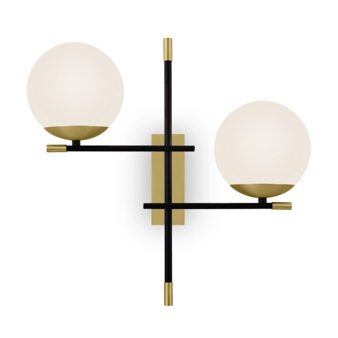 Applique murale noir et doré 2 globes blancs Nostalgia Maytoni Sx Promotion