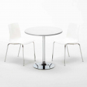 Table Ronde Blanche 70x70cm Avec 2 Chaises Colorées Et Transparentes Set Intérieur Bar Café Lollipop Silver Choix