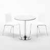 Table Ronde Blanche 70x70cm Avec 2 Chaises Colorées Et Transparentes Set Intérieur Bar Café Lollipop Silver Choix