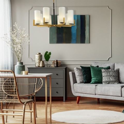 Lustre en laiton style chandelier plafond moderne 8 lumières Fortano Maytoni Promotion