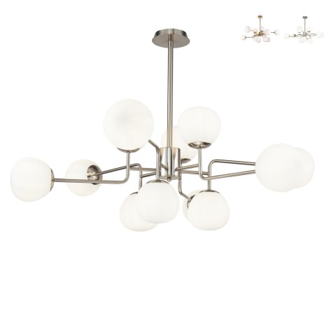 Suspension 12 globes verre dépoli design moderne Erich Maytoni Promotion
