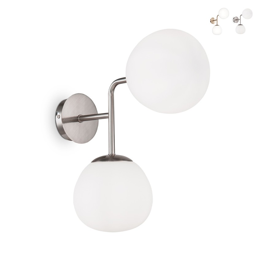 Applique murale couloir salon 2 sphères boules blanches Erich Maytoni Vente Applique murale couloir salon 2 sphères boules blanches Erich Maytoni Vente