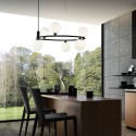 Suspension salon anneau cercle 6 lumières sphères Ring Maytoni Remises