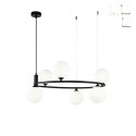 Suspension salon anneau cercle 6 lumières sphères Ring Maytoni Promotion